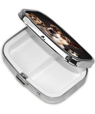 Animal Dog Photo Printing Small Pill Case - 2 Compartment Travel Pill Organizer for Pocket and Purse Gifts - Buy Online on GoSupps.com