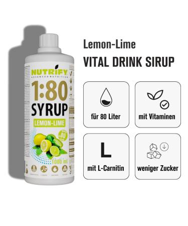 Nutrify Vital Fitness Drink 1:80 Syrup - 3x1L Sugar-Free Lemon Lime Set | 240 Liters of Low-Calorie Sports Beverage with Vitamins & L-Carnitine - International Shipping Available - Buy Online on GoSupps.com