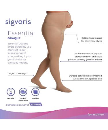 Buy SIGVARIS Women’s Essential Opaque 860 Closed Toe Plus Pantyhose 30-40mmHg | Small Long Black - International Shipping Available - Buy Online on GoSupps.com