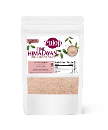 Rulop Himalayan Pink Fine Salt 200g Vegan Himalayan Rock Salt 100% Natural Packed in a Resealable Pouch to Mantain Freshness
