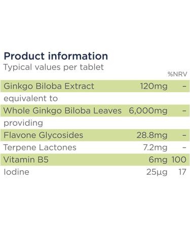 Healthspan Ginkgo Biloba 6000mg | High Strength 180 Tablets | Rich in Iodine & Vitamin B5 | Vegan-Friendly Formula - Buy Online on GoSupps.com