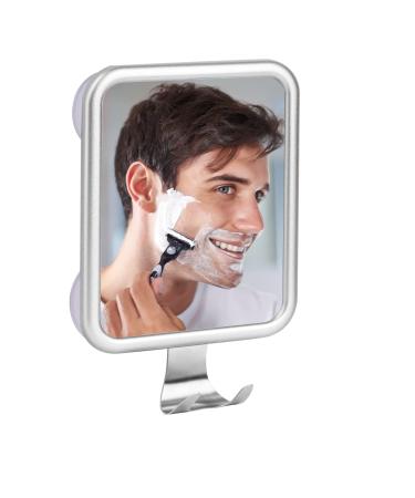 MGLIMZ Shower Mirror Fogless for Shaving with 4 Suctions, Razor Holder, Anti Fog Shaving Mirror for Shower Bathroom Wall Mounted, Fog Free Travel Mirror for Men, Stainless Steel Frame(Square) Rectangular
