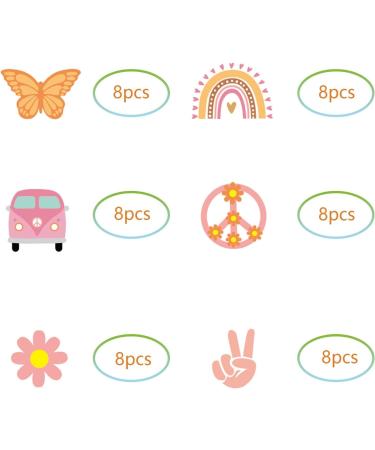 48Pcs Hippie Cupcake Toppers for Two Groovy Birthday Party Supplies Boho Rainbow Theme Party Cake Decorations (Hippie) - Buy Online on GoSupps.com