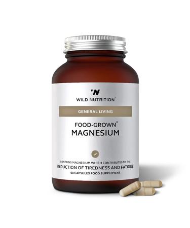 WILD NUTRITION Food-Grown Magnesium Supplements | Naturally Sourced Pure Magnesium Tablets for Sleep Muscle Recovery and Healthy Bones | Magnesium Supplements for Women | 60 Capsules