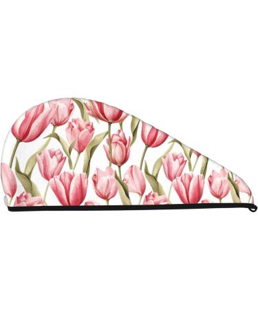 Hand Painted Watercolor Tulip Microfiber Hair Towel | Super Absorbent Quick Dry Hair Wrap for Women - Perfect for Long Curly & Thick Hair - Buy Online on GoSupps.com