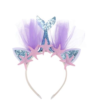 Lurrose Mermaid Headband Glitter Hairband Party Headpiece Hair Accessories for Children Kids (Blue with Starfish) - Buy Online on GoSupps.com