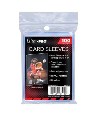 Ultra Pro 100 Pcs Soft Card Sleeves, 2 5/8 x 3 5/8-Inches Pack of 1 (Package may vary)