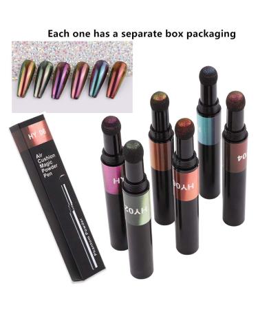 XICHEN 6 Colors Air Cushion Nail Powder Pen - Holographic Mirror Effect Manicure Magic Pen for Laser Phantom Series Nails - Buy Online on GoSupps.com