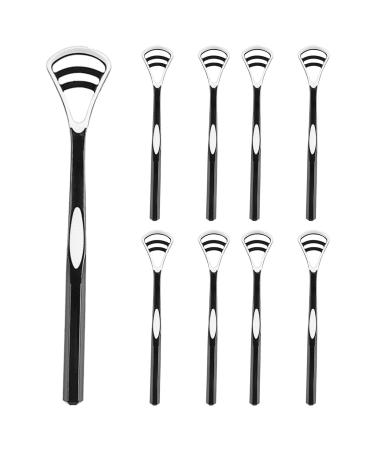 SUNERLORY 8pcs Tongue Scraper Soft Long Handle Remove Coating Mouth Cleaning Fresh Breath(Black)
