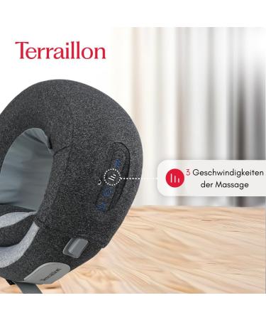 Terraillon Neck Massage Cushion - Relaxing Neck Massager with 3 Speeds Heating Adjustable Belt & USB-C | Stress Relief & Comfort - Buy Online on GoSupps.com