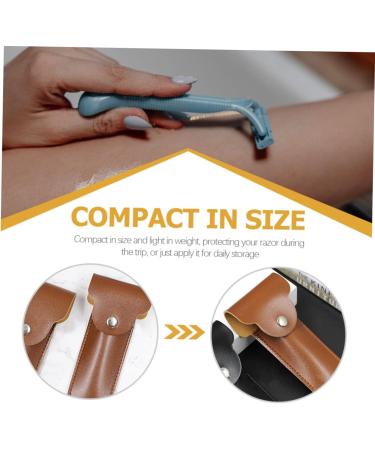 Beavorty Razor Storage Case - Travel-Friendly PU Cover for Shaving Razors Stylish Brown Design 16.5x4.2x1cm - Buy Online on GoSupps.com