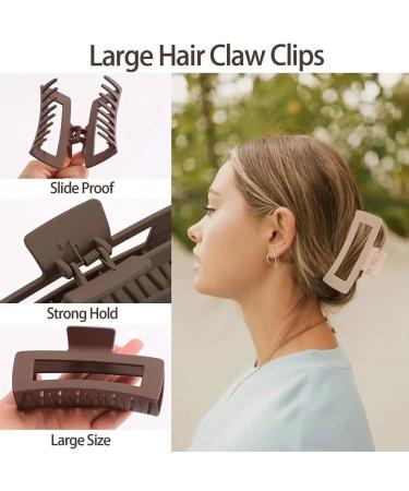 Generic Hair Claw Clips Strong Hold Rectangle Hair Clip Matte Solid Colour Hair Styling Accessories for Women and Girls (4 Colours) Powdered coffee - Buy Online on GoSupps.com