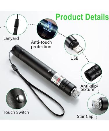 Green Laser Pointer High Power Long Range Adjustable Focus Tactical Strong Green Light Pointer for Indoor Teaching,Outdoor Astronomy Camping Hunting Hiking Travel,Portable Cat Lazer Toy USB Recharge - Buy Online on GoSupps.com