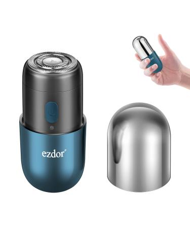 Mini Electric Shaver Compact Electric Razor for Men Women USB-C Rechargeable Mini Shaver Waterproof Portable Shaver Powerful Men's Shaver Cordless Shaver for Travel Home Business Trip (Blue)