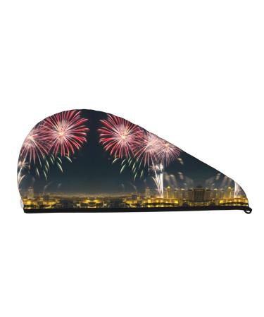 Fireworks Pattern SamLng Coral Velvet Dry Hair Cap | Ideal for Home Travel Pool Parties & More - Buy Online on GoSupps.com