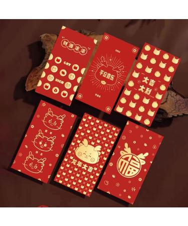 18PCS Chinese Red Envelopes Dragon Lunar New Year 2024 Chinese New Year Hong Bao with Dragon Pattern Deccor 2024 Spring Festival Lucky Money Pockets for All Occasions 6.5 *3.5