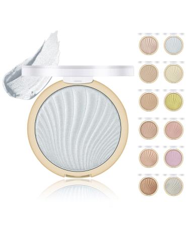 LSxia 12 Colors Face Highlighter Makeup Palette White Glitter Make-up Highlighter Palette Bronzer and Highlighter Palette Lasting Shimmer Powder Body Highlighter for Women Illuminator Makeup (07#)