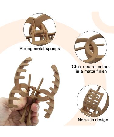 4 Pack Medium Large Hair Claw Clips for Women & Girls - Non-slip Matte Jaw Clips for Thin & Long Hair - Strong Hold Jumbo Claw Clips - Neutral Colors (Black/Green/Brown/Khaki) - Buy Online on GoSupps.com
