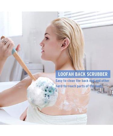 AmazerBath Long Handle Shower Sponge Loofah Back Scrubber with Waterproof Shower Cap for Women - Buy Online on GoSupps.com