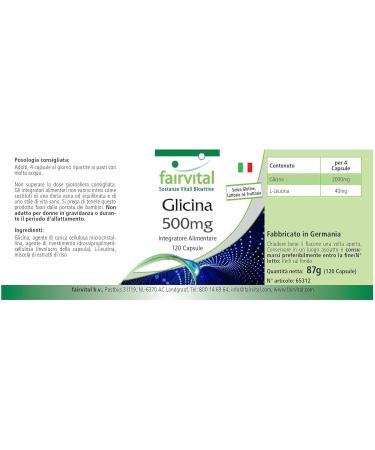 Fairvital | Glycine 500mg VEGAN - Highly dosed - 120 capsules - amino acid - Buy Online on GoSupps.com