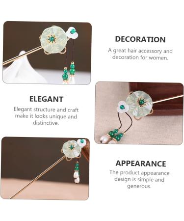 Mikinona Antique Hairpin Green Hair Clips Hanfu Girls Headwear Green Vintage Hairpin Chinese Handmade Hair Accessories Retro Chinese Stylish Clips Retro Hair Pin Copper Bride Walk - Buy Online on GoSupps.com