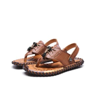 Creev leather sandals men's shoes Half drag beach flop flops summer outdoor shoes male leisure plus size slippers (size: 40 code) B 41code