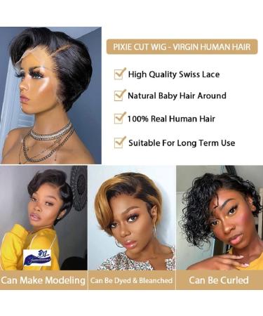 Short Pixie Cut Lace Front Wigs for Black Women - 180% Density Human Hair Bob Wig with Baby Hair - Buy Online on GoSupps.com