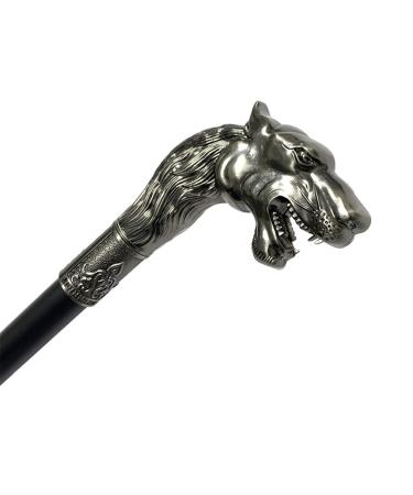 Vintage Gentleman Walking Cane 89cm Metal Wolf Head Elegant Gentleman Decorative Walking Sticks Cosplay Canes Family for Men Gifts