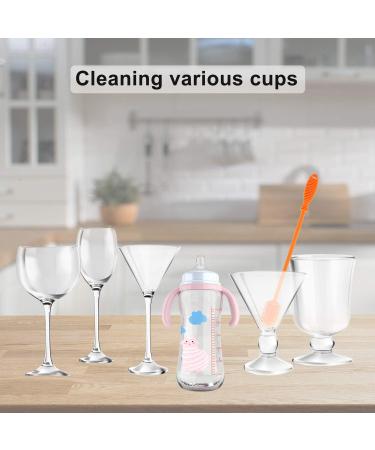Silicone Bottle Cleaning Brush with Long Handle - 2 Pack Orange | Ideal for Baby Bottles, Hydro Flask, Sports Bottles, Vases and Glassware | 12.5 inch Water Bottle Cleaner for Smaller Diameter - Buy Online on GoSupps.com