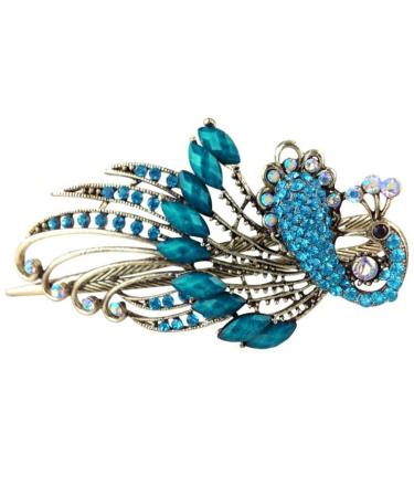 cuhair (tm) mother 's day gift 1 punk pepeacock metal crystal design for women girls hair clip hair clips claw accessories sky blue