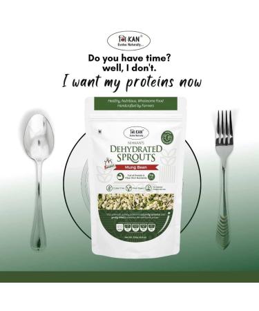 NIHKAN Dehydrated Sprouts - Mung Bean (Green Gram) - Instant ready Sprouted Seeds | SuperFood meal - 28g high protein per 100g | Gluten free & Vegan | 100% Natural - 250 g (Rehydrates into 750 g) - Buy Online on GoSupps.com