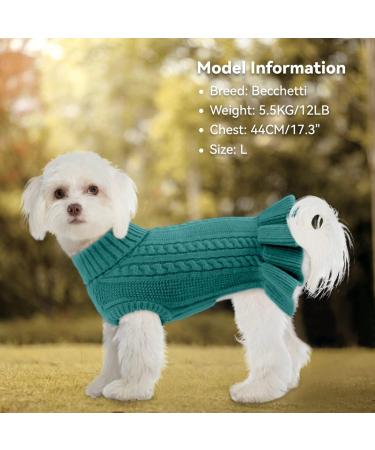 Soft Warm Dog Sweater - Winter Puppy Clothing & Christmas Pet Outfits | Peacock Green XXL - Buy Online on GoSupps.com