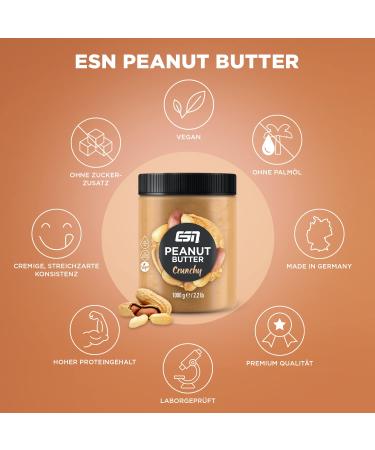 Buy ESN Peanut Butter Crunchy 1000g - Pure Additive-Free Peanut Butter | International Shipping Available - Buy Online on GoSupps.com