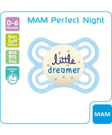 MAM Perfect Silicone Pacifier Set for Boys 0-6 Months | 3 Pacifiers & Sterilized Transport Boxes - International Shipping Available - Buy Online on GoSupps.com