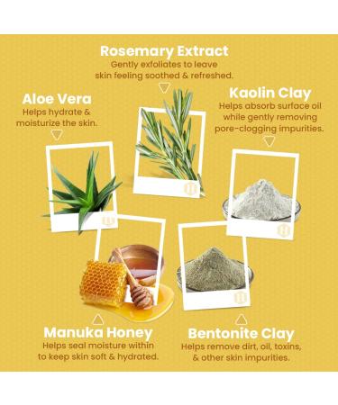 Honeyskin Bentonite Clay Face Mask with Manuka Honey - Gentle Exfoliator for Acne Prone & Dry Skin - Hydrating Facial Mask w/ Pore Minimizer - Deep Cleanser (3oz) - Buy Online on GoSupps.com