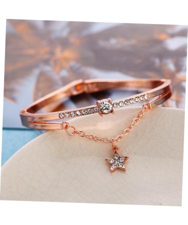 Healeved 2pcs Gemstone Bracelet Crystal Bracelets Open Star Pendant Bracelet Cuff Bracelet Star Bangle Gold Bangle Bracelet Jeweled Bangle Bracelet Women's Bracelets Diamond Miss Jewelry Rose Goldx2pcs 19.5*1.2cmx2pcs - Buy Online on GoSupps.com