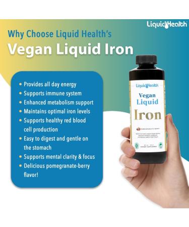 LIQUIDHEALTH Vegan Liquid Iron Supplement with SunActive & Ferrochel Iron - Natural Energy Immune System & Metabolic Support Increase Mental Clarity Prenatal/Postnatal - USA Made Non-GMO (16 oz) 16 Fl Oz (Pack of 1) - Buy Online on GoSupps.com