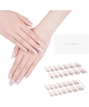 DANNI & TONI Soft Gel Nail Wraps - 28 Semi Cured Salon-Quality Stickers Set in Champagne Kiss - French Manicure Stickers - Buy Online on GoSupps.com