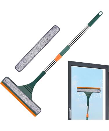 Window Glass Wiper | Adjustable Length Mirror Cleaner Tool | Window Cleaning Tool Reusable Glass Washing Equipment with Extension Handle Window Shower Cleaning Tool for Mirror Green - Buy Online on GoSupps.com