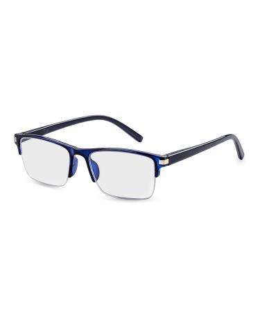 FILTRAL Rectangular Reading Glasses for Women & Men/Half Frame Glasses with Spring Hinges Dark Blue 2.5 Diopters