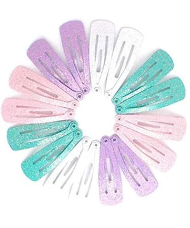 Topkids Accessories Small Mini Metal Hair Snap Clips Little Kids Toddler Baby Girls Children Women Clips Cute Clip Slides Gift Sectioning Clips Bendies Sleepies 3cm / 1.2" (16pc Pastel Tones) 16pc Glitter Pastel Tones