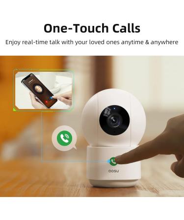 AOSU 2K Security Camera Indoor | Baby Monitor Pet Camera 360-Degree for Home Security | WiFi Camera with One-Touch Calls & Smart Motion Tracking | IR Night Vision | Compatible with Alexa | 1 Count - Buy Online on GoSupps.com