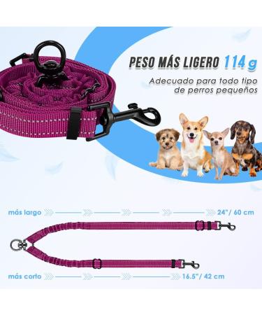 Slowton Adjustable Double Dog Leash - 360 Rotatable Reflective No Splinters for Small Dogs (3-9 kg) - Rose Red - Buy Online on GoSupps.com