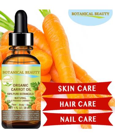 Organic Carrot Oil 100% Natural Cold Pressed Carrier Oil 1 Fl. oz. - Botanical Beauty for Face Body Hair & Nail Care - Buy Online on GoSupps.com