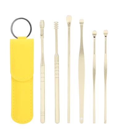 Ear Wax Removal Tool 6 PCS Ear Wax Cleaner Tool Set Ear Wax Removal Ear Pick Earwax Removal Kit Ear Cleansing Tool Set Reusable Ear Cleaner Portable Earwax Removal Cleaner Set with Storage(Yellow)