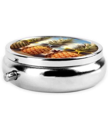 Three Pineapples Pill Box - Portable Metal Organizer with Glasses Design 3 Compartment for Small Pills - Perfect Travel Accessory - Buy Online on GoSupps.com