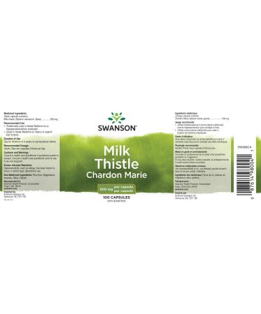 Swanson - Milk Thistle Liver Seed Extract 500 mg per Capsule 100 Capsules 1 count - Buy Online on GoSupps.com