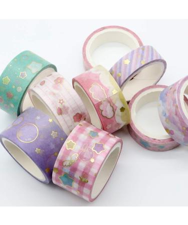 VEYLIN 10Rolls Gold Foil Washi Tape  Pastel Decorative Masking Tape for Gift Wrappings Pink Gold - Buy Online on GoSupps.com