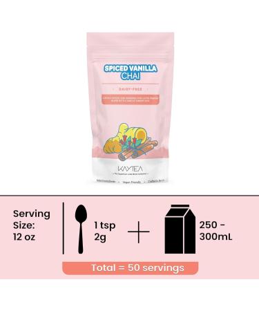 Spiced Vanilla Chai Latte Powder by KAYTEA - Vegan (Dairy-Free) - Added Ginger & Carob - Richly Spiced and Warming Chai - Superfood Latte Blend - 100g Pack (40+ Servings) Spiced Chai Latte - Buy Online on GoSupps.com