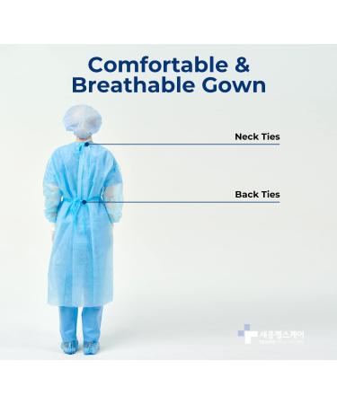 Disposable Isolation Gowns 10EA Non-Woven, Latex-Free with Knit Cuff 35g - Buy Online on GoSupps.com